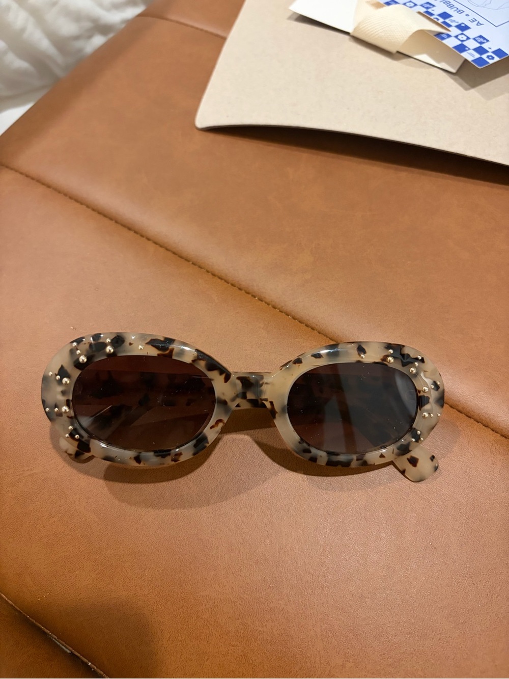 Anthropologie Tortoiseshell Oval Sunglasses with Brown Lenses